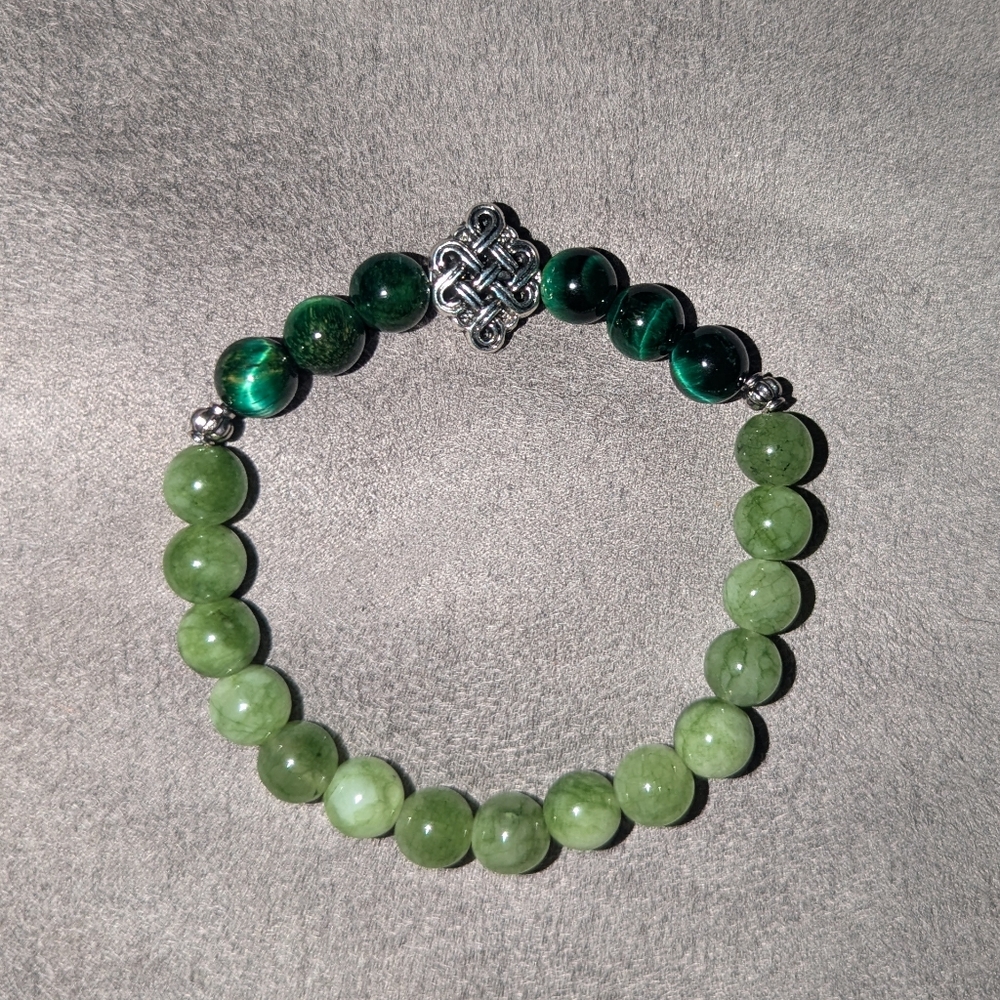 Green Tigers Eye And Agate Bracelet